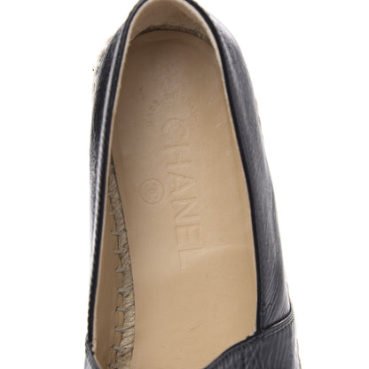 Chanel Patent Calfskin Metallic Goatskin CC Espadrilles 37 Black Silver 6 of 11