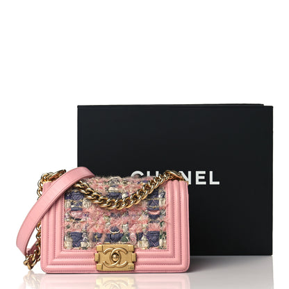 Chanel Lambskin Tweed Quilted Small Boy Flap Pink 12 of 12
