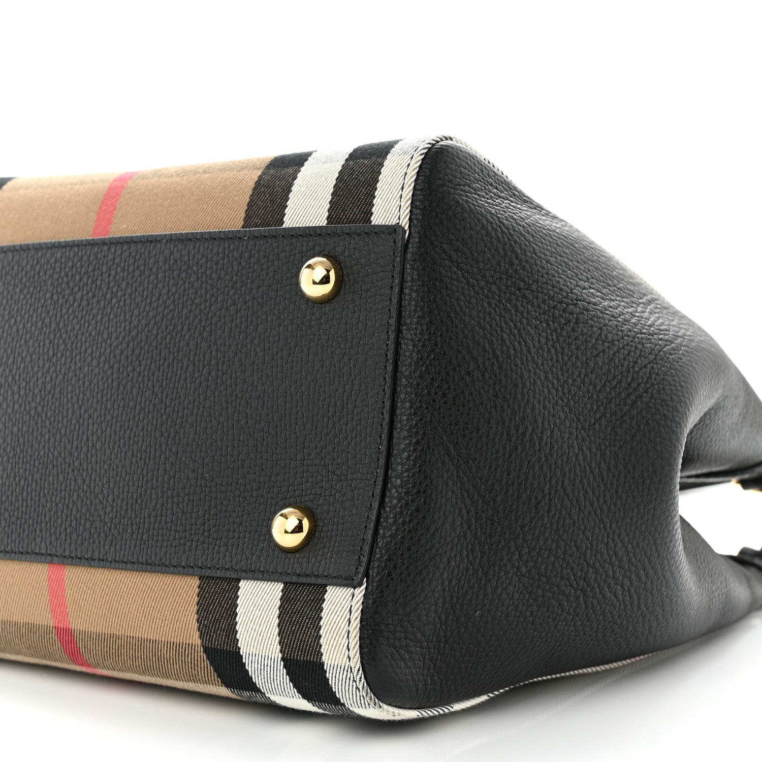 Burberry Grainy Calfskin House Check Small Canterbury Tote Black 9 of 9