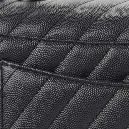Chanel Caviar Chevron Quilted Medium Coco Handle Flap Dark Grey 12 of 15
