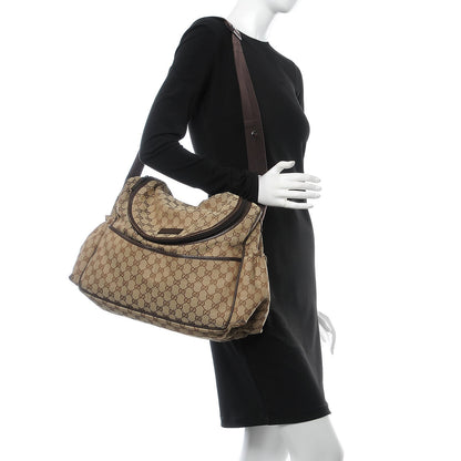 Gucci Monogram Natural Pigskin Large Diaper Bag Beige Ebony Cocoa Dark Chocolate 2 of 11