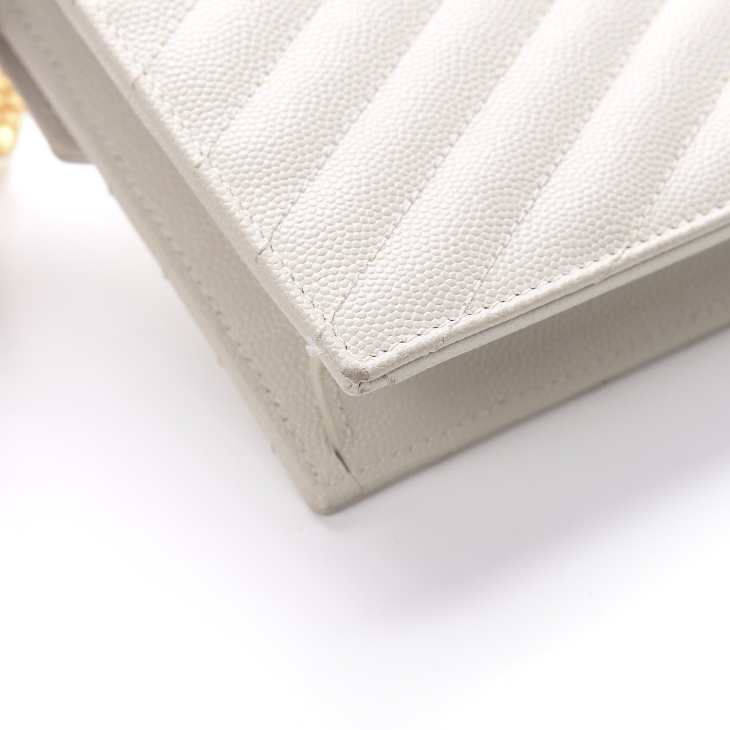 Saint Laurent Grain De Poudre Matelasse Chevron Monogram Envelope Chain Crema Soft 12 of 17