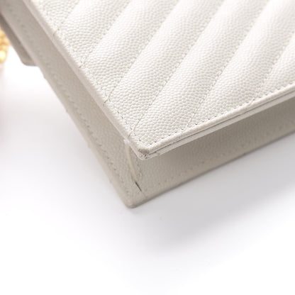 Saint Laurent Grain De Poudre Matelasse Chevron Monogram Envelope Chain Crema Soft 12 of 17