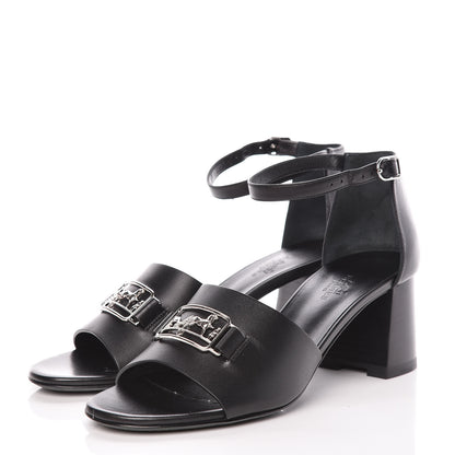 Hermes Calfskin Viaggio 60 Sandals 37.5 Black 3 of 12