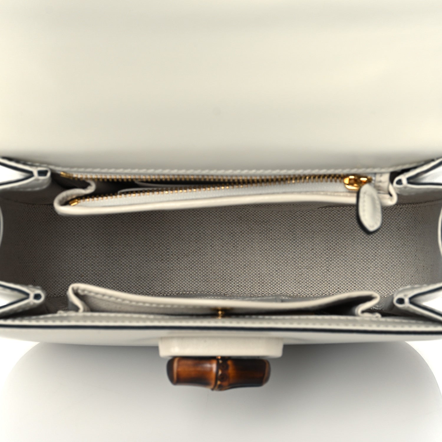 Gucci Boarded Dyana Lux Calfskin Web Small Bamboo 1947 Top Handle Bag Mystic White 5 of 10