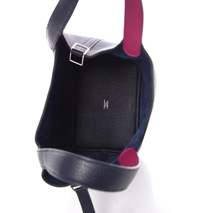 Hermes Taurillon Clemence Picotin Lock 18 PM Bleu Nuit Rose Pourpre 5 of 6