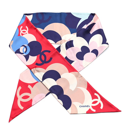 Chanel Silk CC Bandeau Scarf Red Navy Light Blue 1 of 3