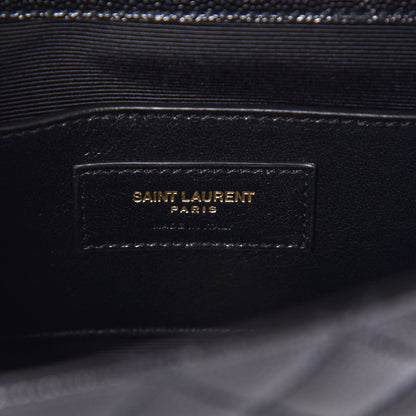 Saint Laurent Grain De Poudre Textured Mixed Matelasse Triquilt Small Monogram Satchel Black 8 of 8