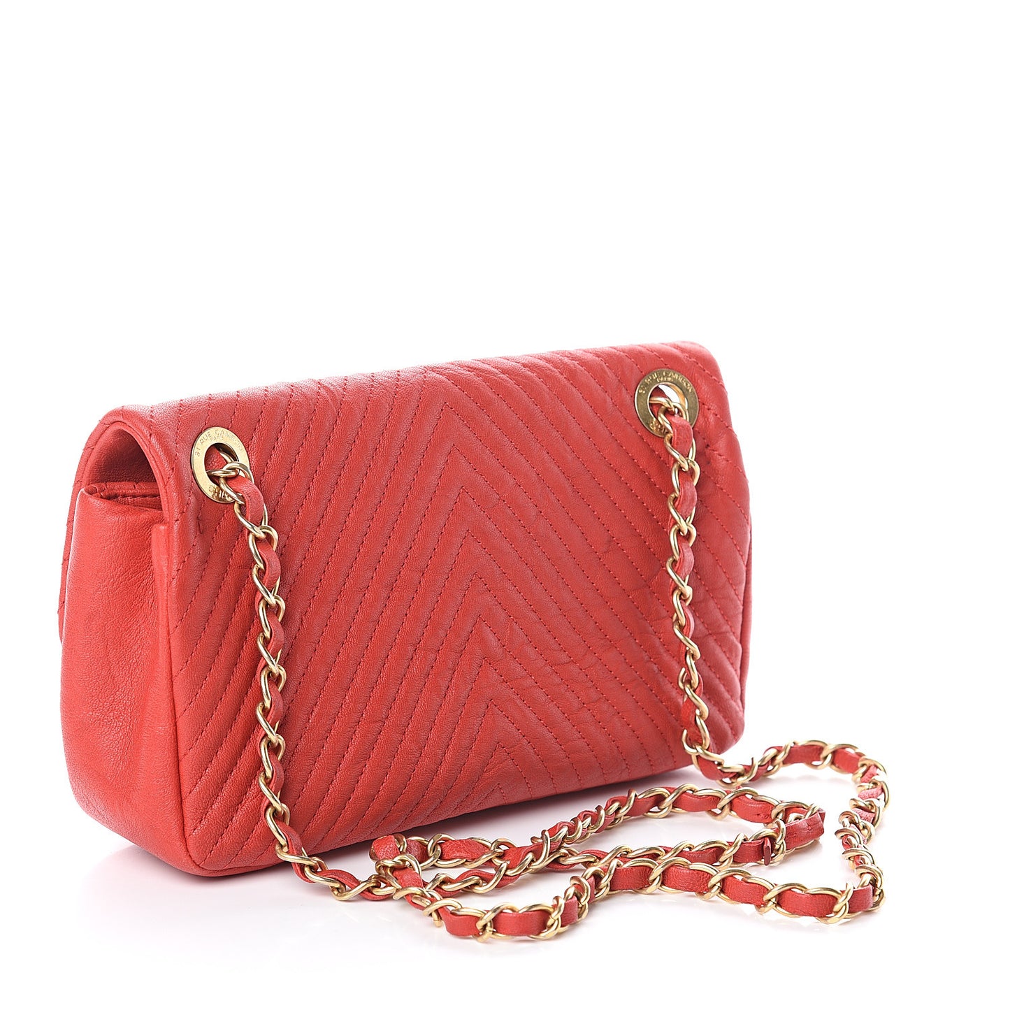 Calfskin Surpique Chevron Small Flap Red