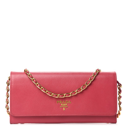 Prada Saffiano Metal Oro Chain Wallet Peonia 1 of 10