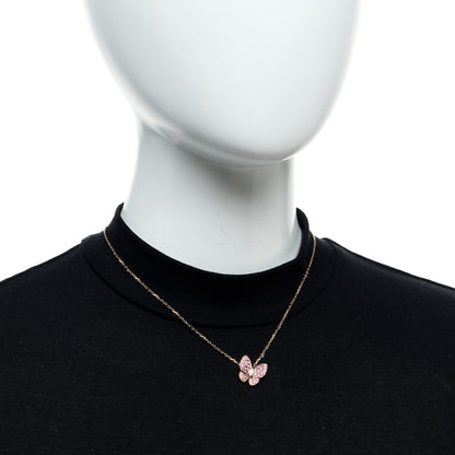 Van Cleef & Arpels 18K Rose Gold Diamond Pink Sapphire Two Butterfly Pendant Necklace 2 of 6