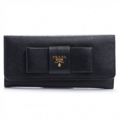Prada Saffiano Bow Wallet Nero Black 1 of 8