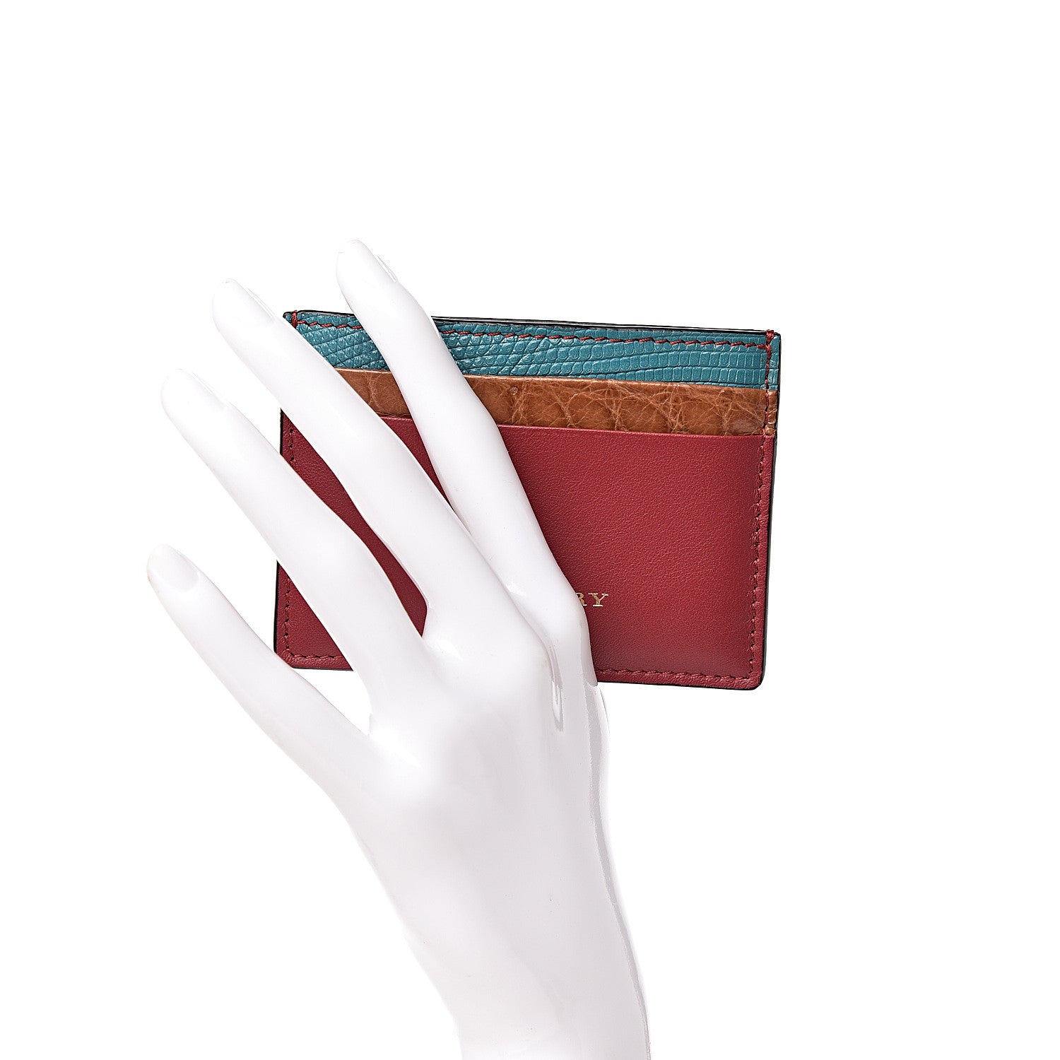 Burberry Calfskin Lizard Alligator Sandon Card Case Deep Red 2 of 7