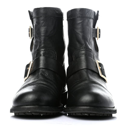 Jimmy Choo Lambskin Biker Boots 37 Black 2 of 8