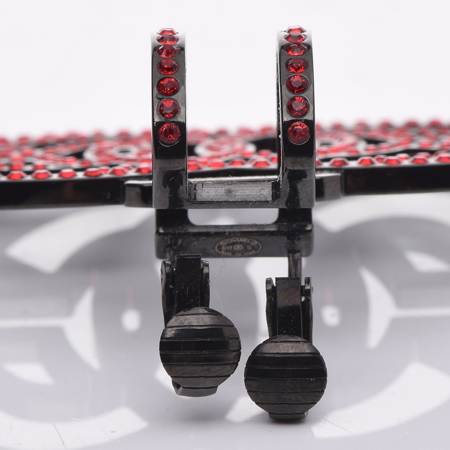 Chanel Crystal CC Single Clip On Earring Red 5 of 6