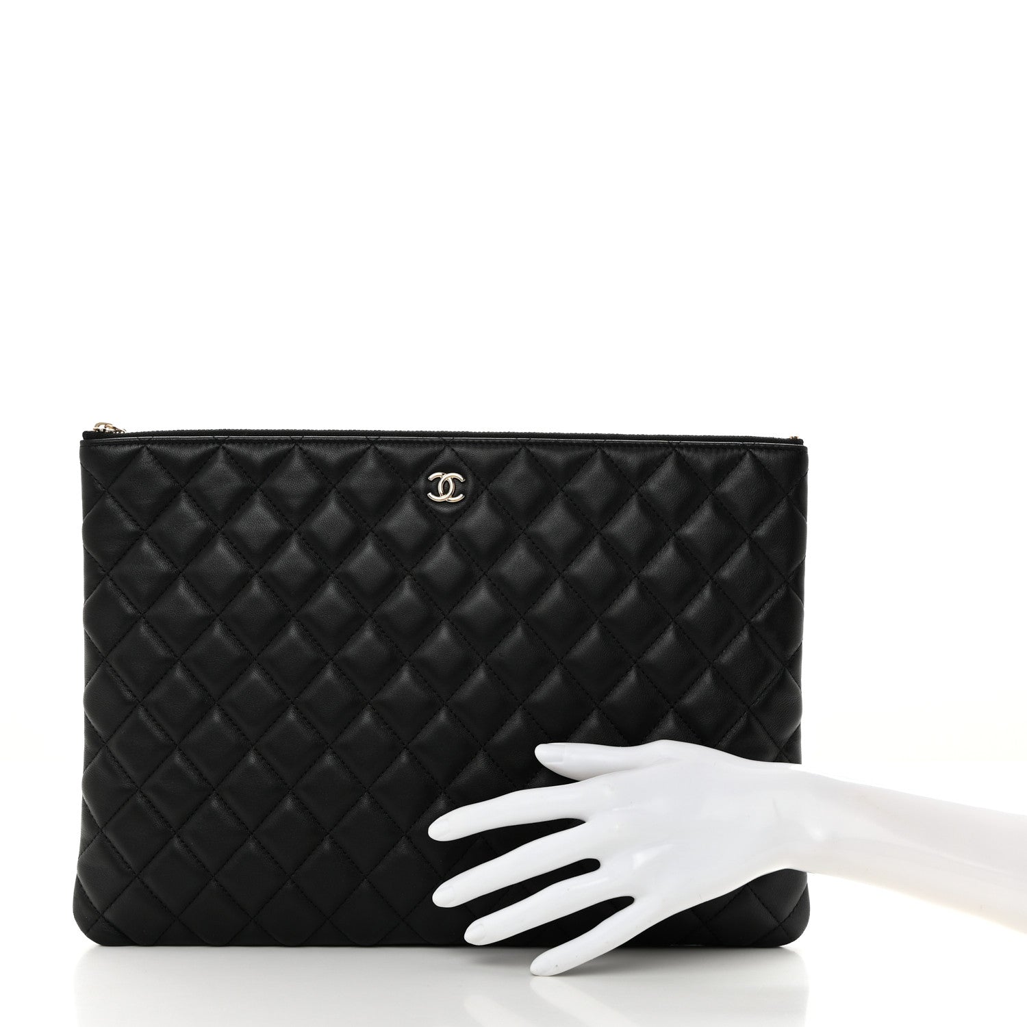 Chanel Lambskin Quilted Large Cosmetic Case Black 2 of 8