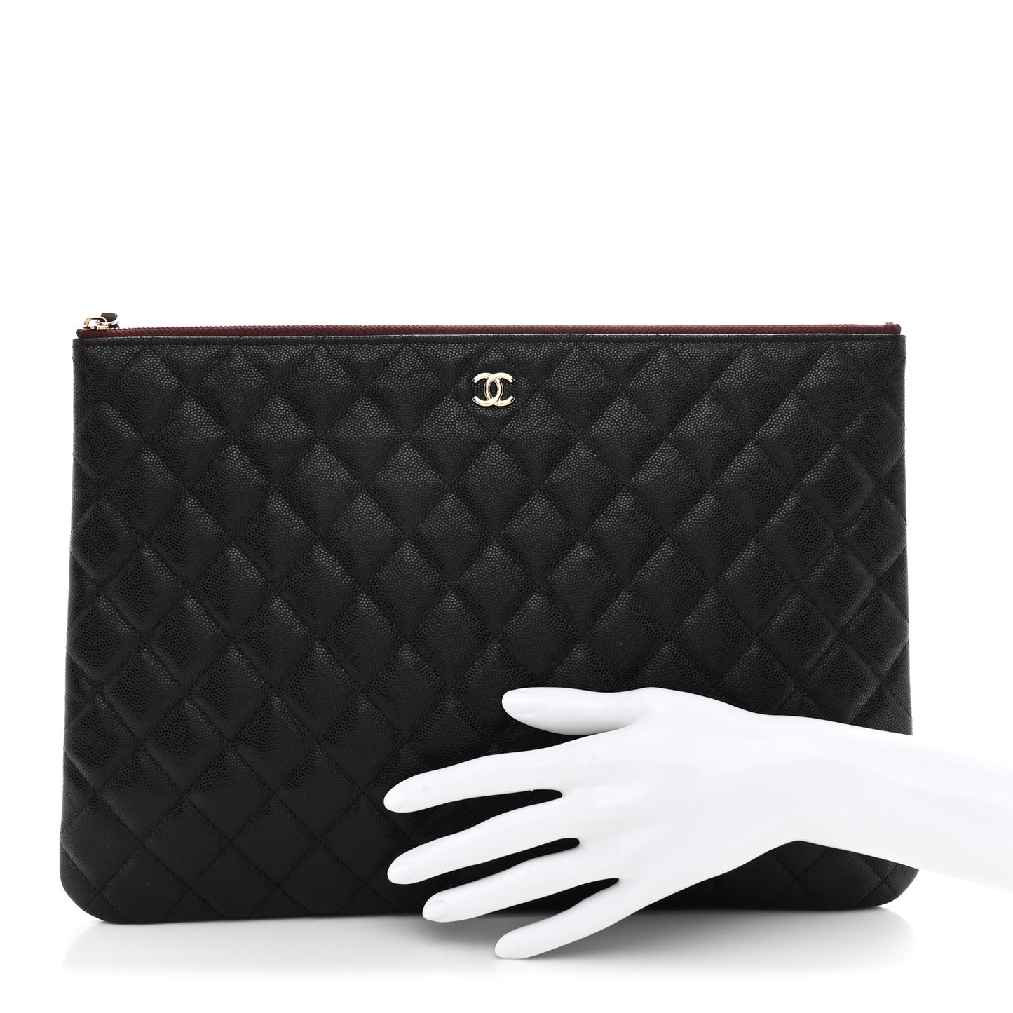 Caviar Quilted Large Cosmetic Case Black