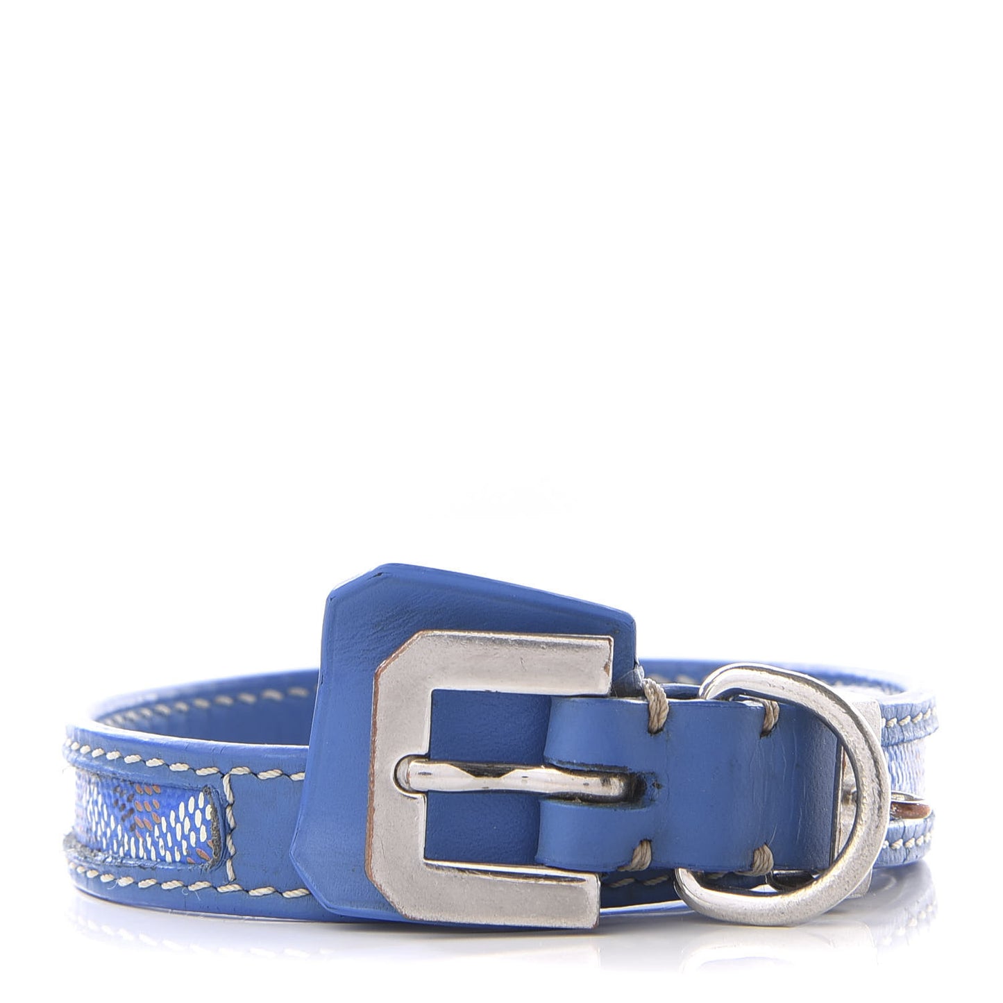 Goyardine Dog Collar Sky Blue