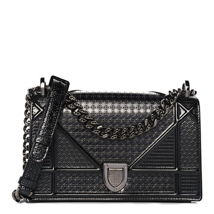Christian Dior Metallic Patent Micro-Cannage Small Diorama Flap Bag Onyx Black 1 of 11