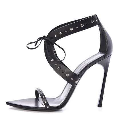 Saint Laurent Calfskin Studded Iris Sandal Pumps 40 Black 1 of 9