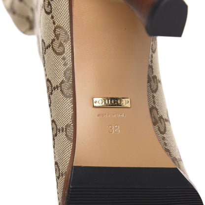 Gucci Monogram Lisa Mid Heel Boots 38 Beige Ebony 5 of 7