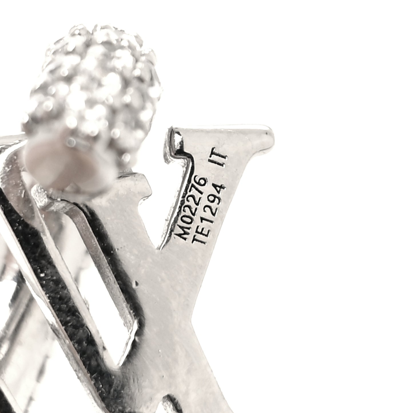Metal Crystal LV Iconic Hoop Earrings Palladium