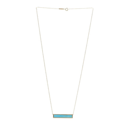 Jennifer Meyer 18K Yellow Gold Turquoise Inlay Bar Necklace 3 of 6