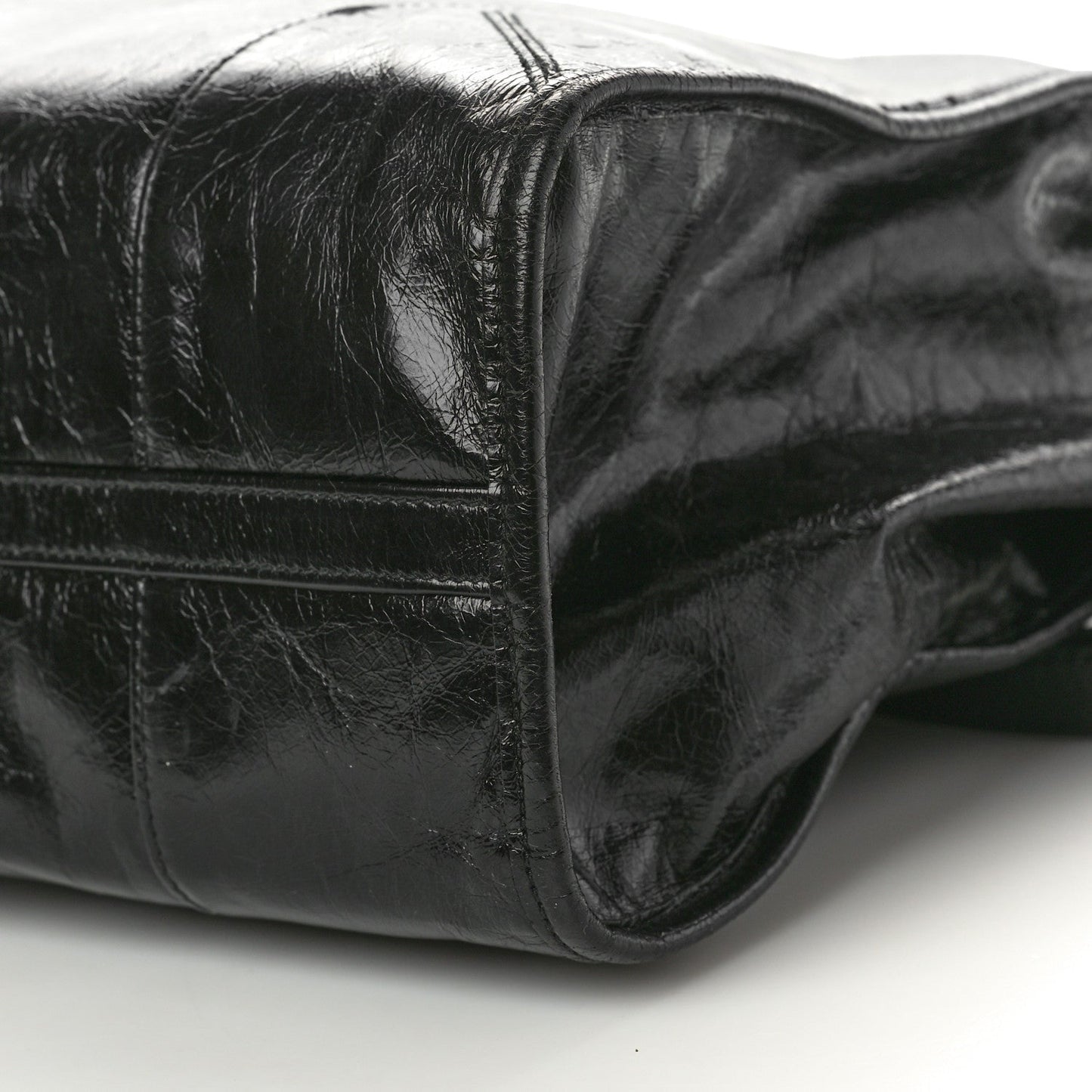 Glossy Calfskin Triangle Large Bonnie Shoulder Bag Black