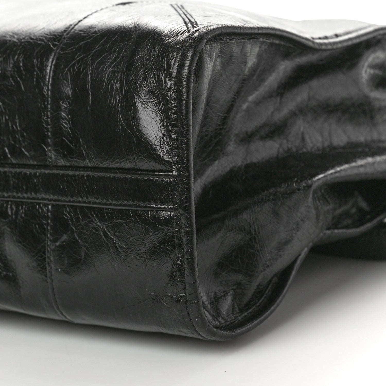 Prada Glossy Calfskin Triangle Large Bonnie Shoulder Bag Black 9 of 13