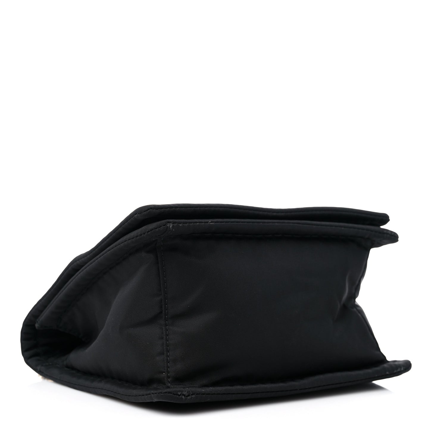 Tessuto Nylon Chain Flap Shoulder Bag Black