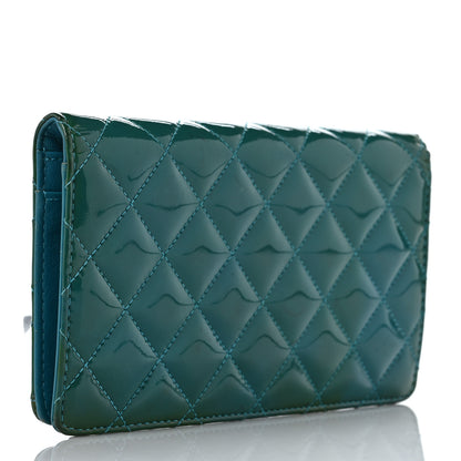 Chanel Patent Quilted Brilliant Yen Wallet Blue 3 of 10