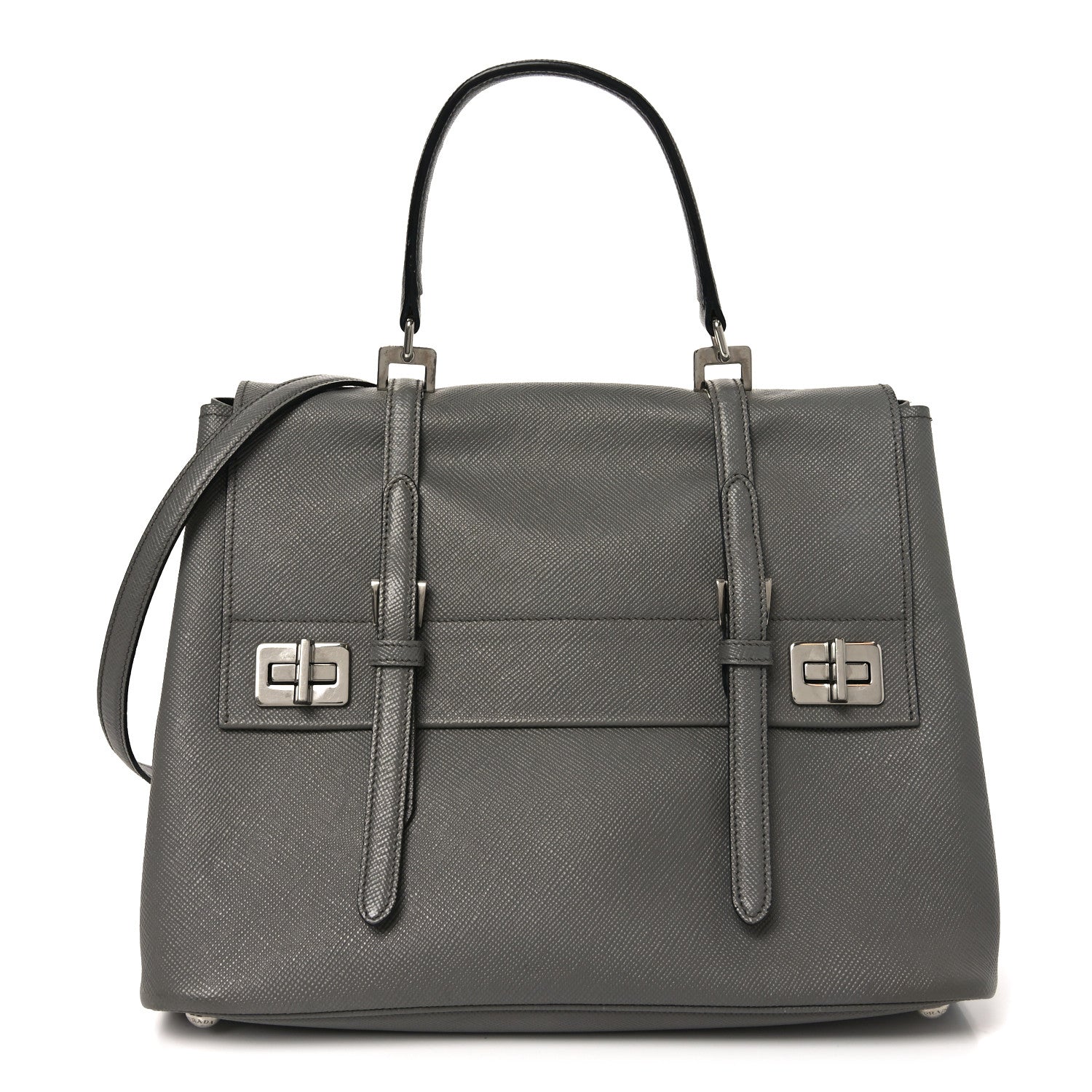 Prada Saffiano Cuir Convertible Top Handle Tote Marmo 1 of 9