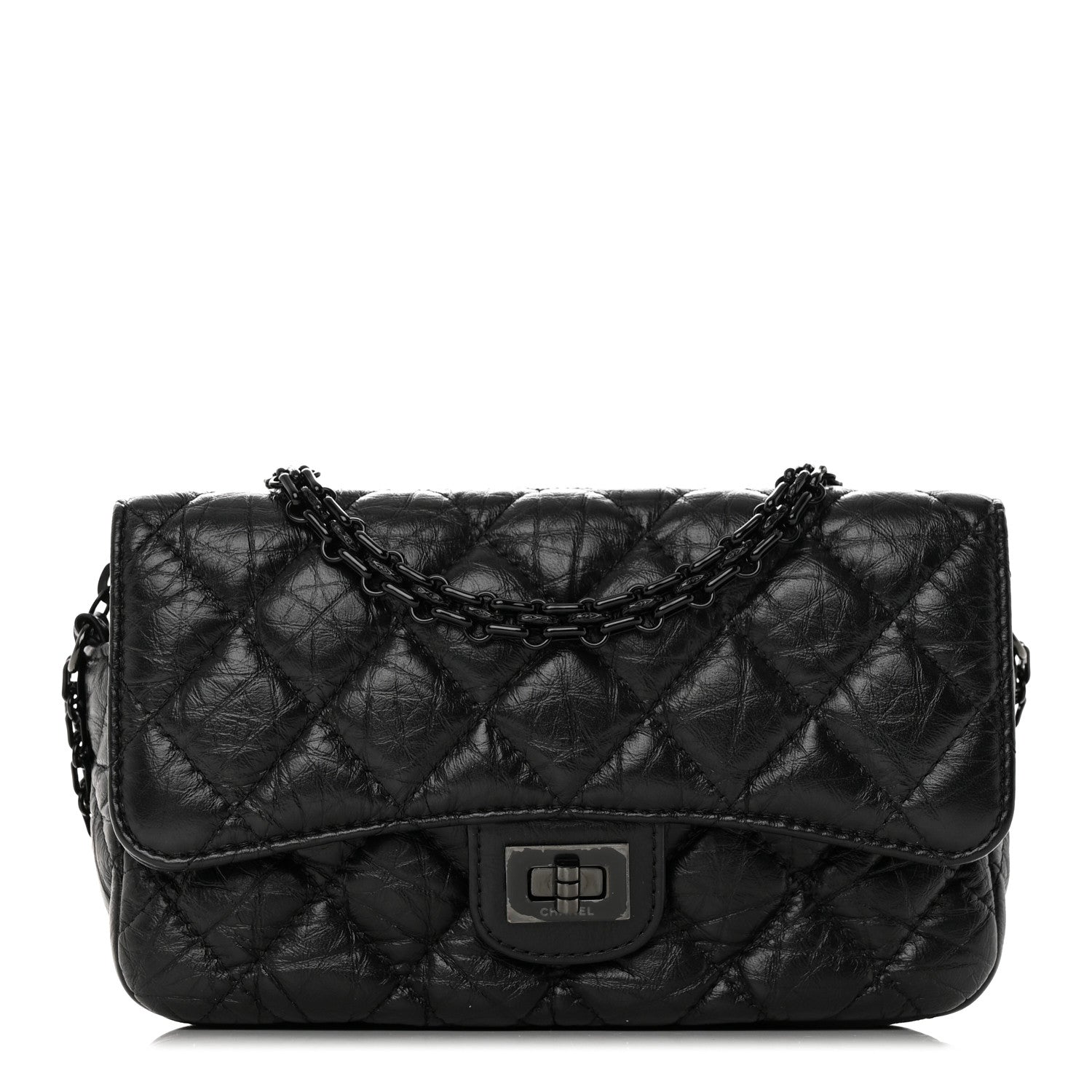 Chanel Aged Calfskin Quilted 2.55 Reissue Phone Holder With Chain So Black 1 of 12