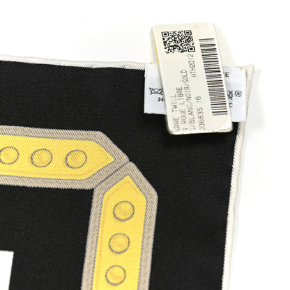Hermes Silk En Roue Libre Scarf 90 White Black Gold 3 of 5