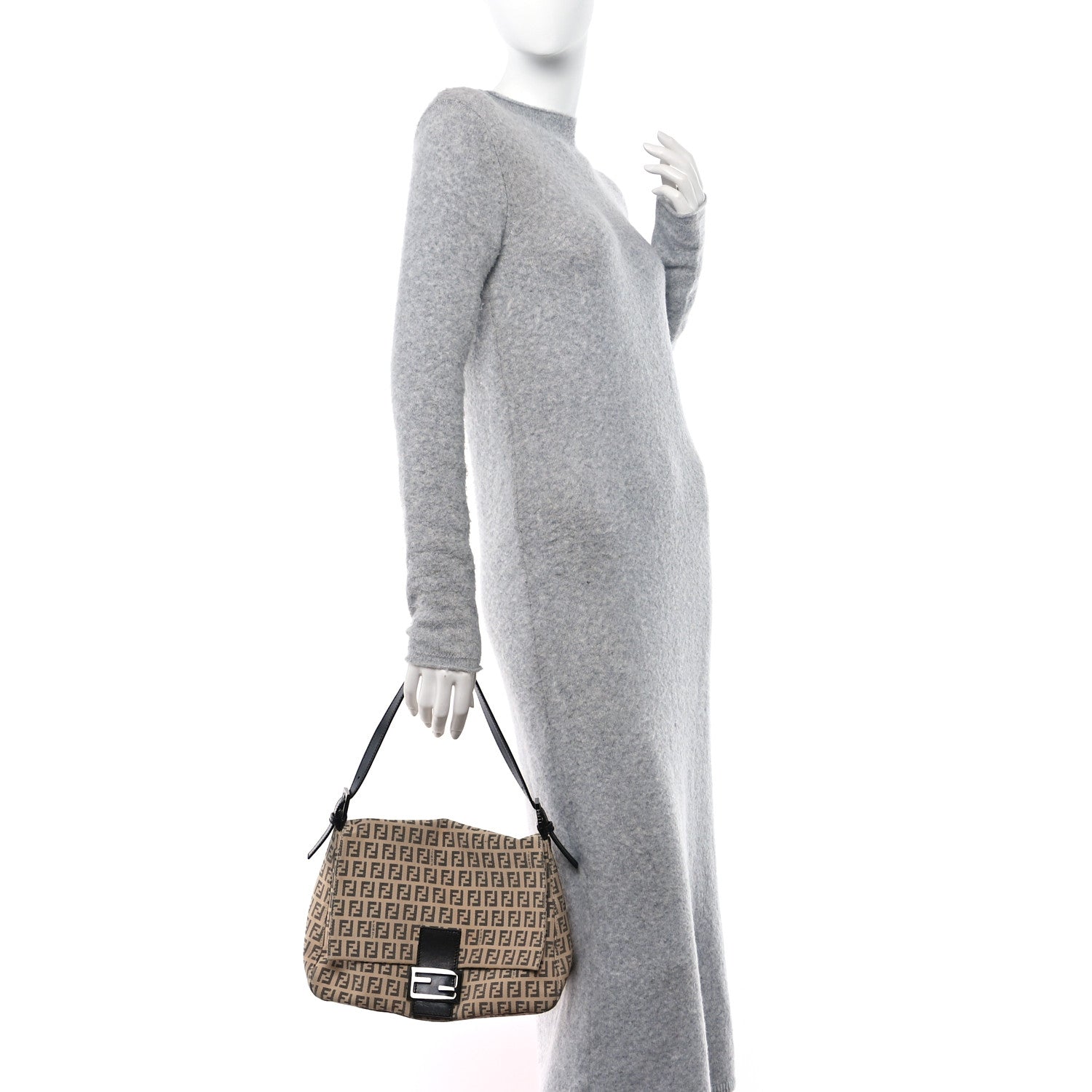 Fendi Zucchino Mama Baguette Mogano Panna Testa di Moro 2 of 10