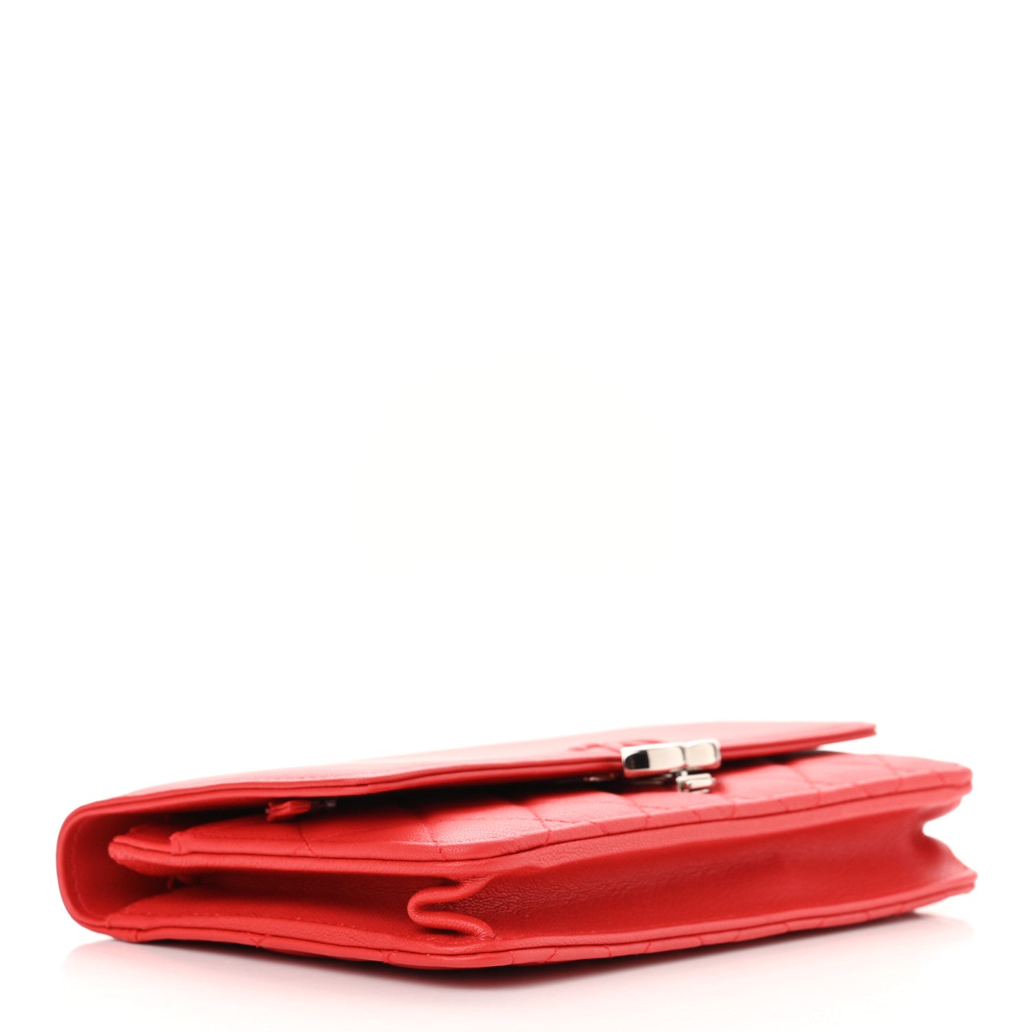 Chanel Grained Calfskin Quilted CC Box Wallet On Chain WOC Red 4 of 11
