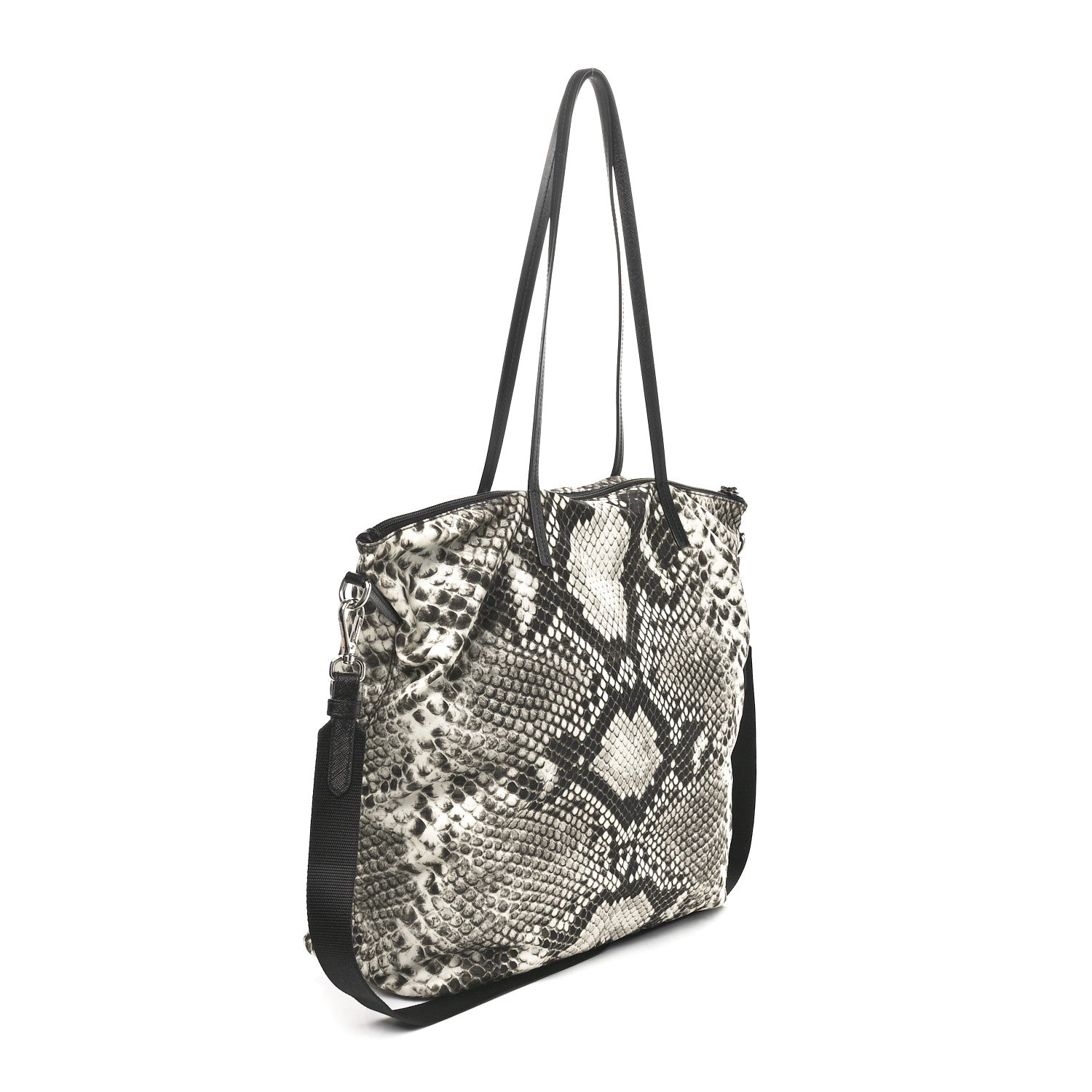 Prada Tessuto Nylon Snakeskin Print Tote Roccia 2 of 8