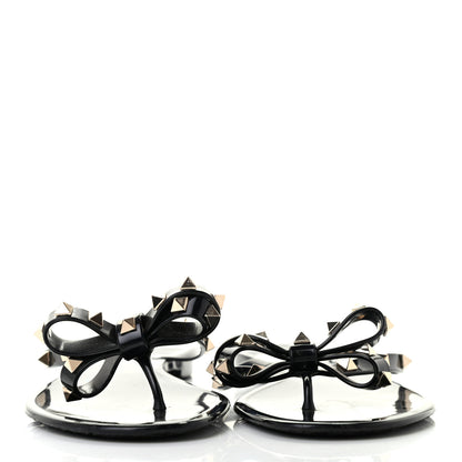 Valentino Garavani PVC Jelly Rockstud Bow Thong Sandals 41 Black 2 of 7
