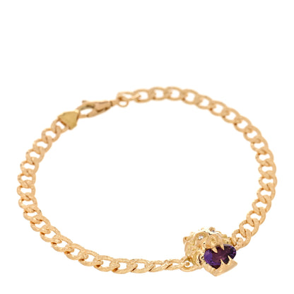 Gucci 18K Yellow Gold Diamond Amethyst Lion Head Bracelet 1 of 3