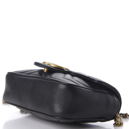 Gucci Calfskin Matelasse Super Mini GG Marmont Shoulder Bag Black 3 of 16