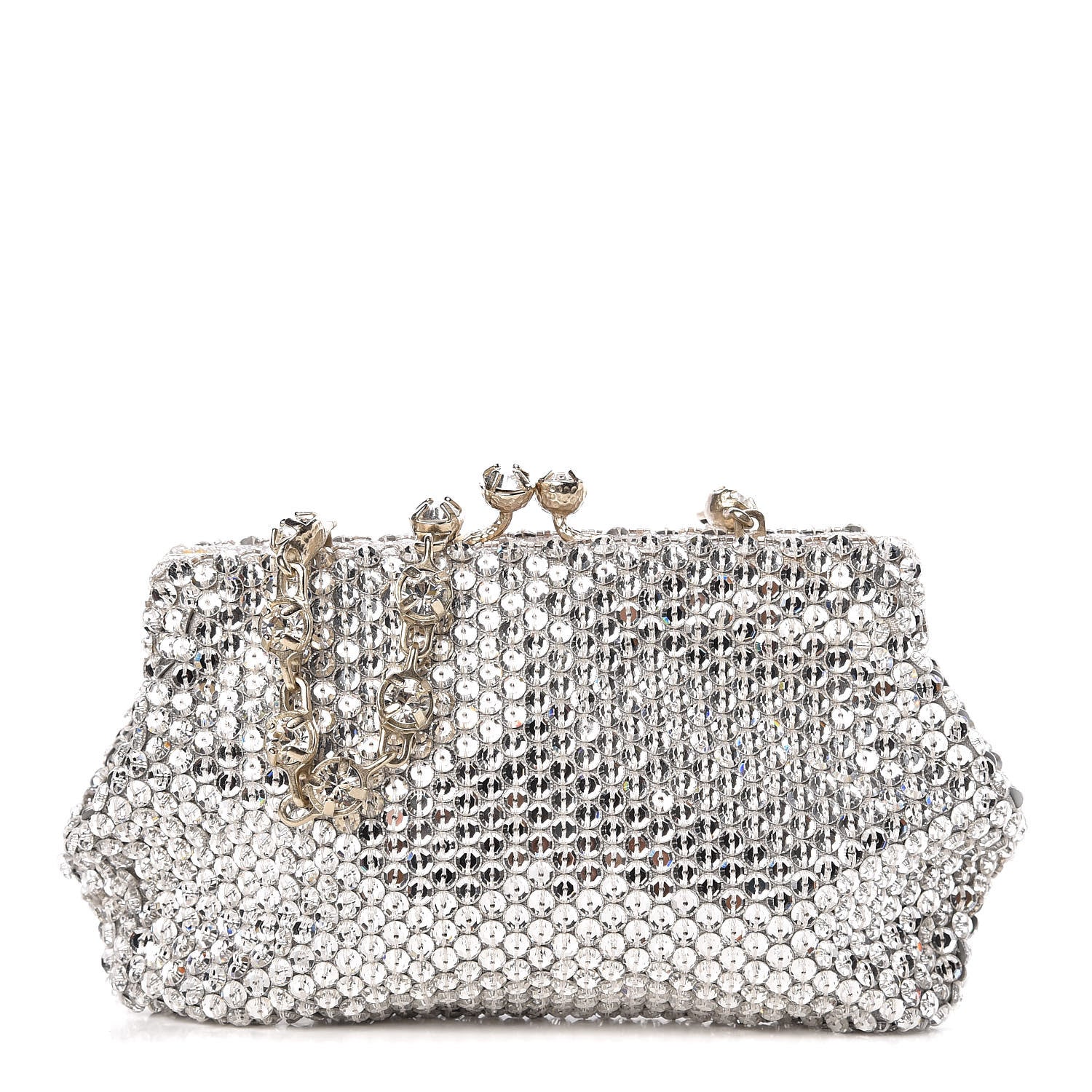 Valentino Garavani Crystal Embellished Clutch Bag Silver 1 of 12
