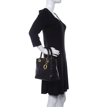 Christian Dior Lambskin Cannage Medium Lady Dior Black 2 of 9