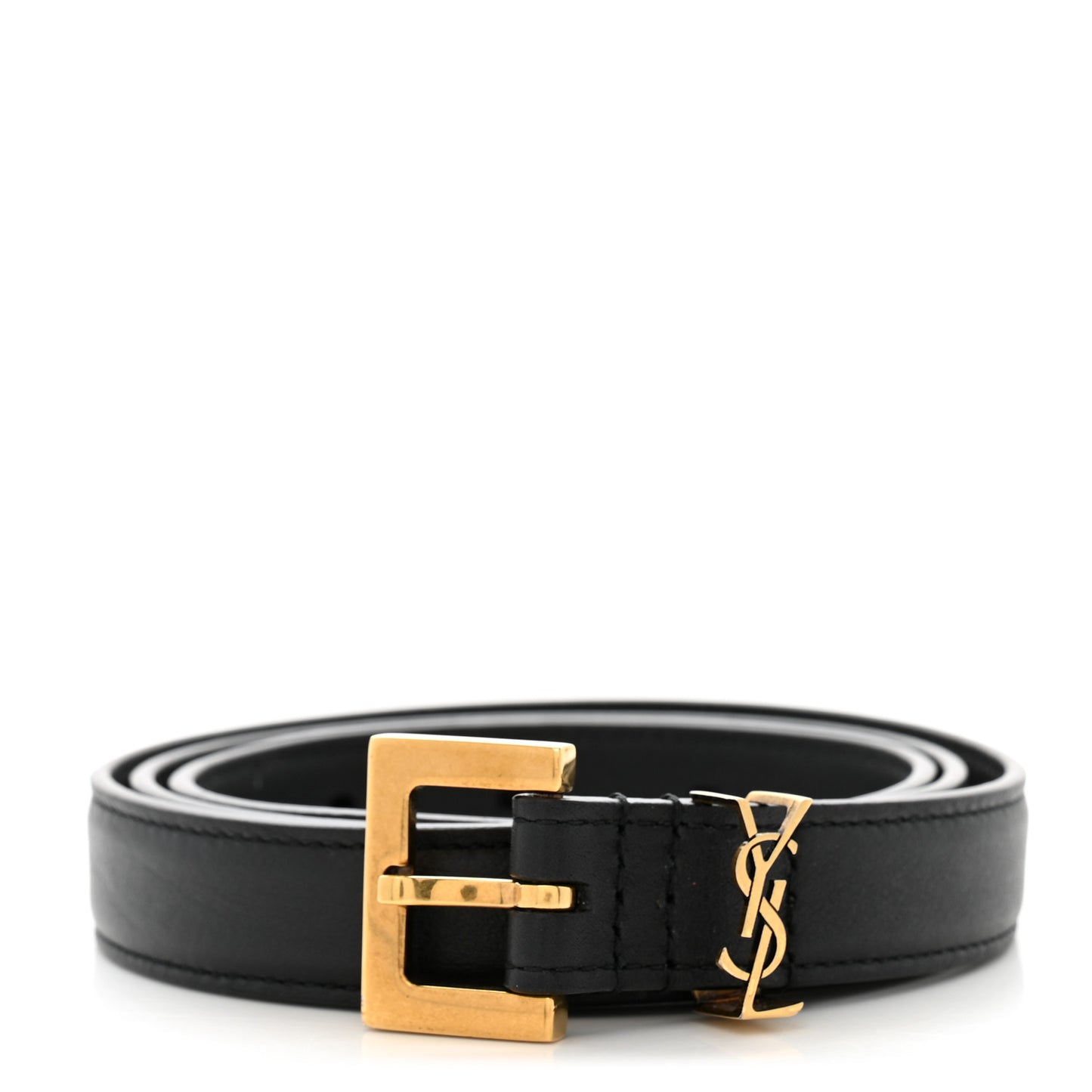Smooth Calfskin Monogram Square Buckle Belt 80 32 Black