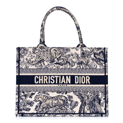 Christian Dior Canvas Embroidered Medium Dioriviera Toile De Jouy Book Tote Blue 1 of 11