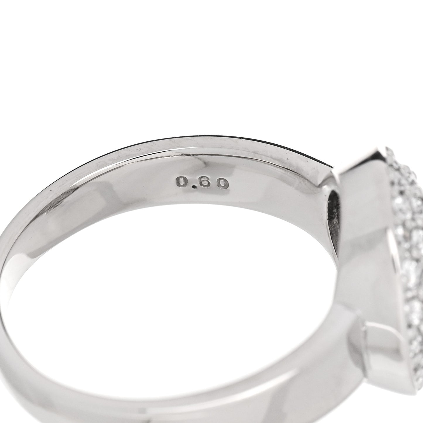 18K White Gold Diamond .60ctw Round Pave Charm Ring  53 6.25