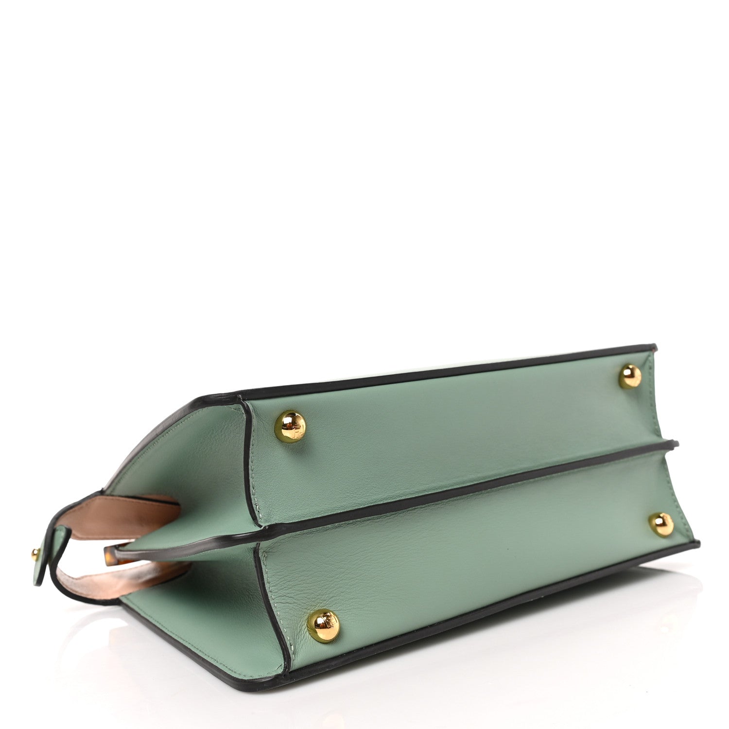 Fendi Vitello Seta Shiny Nappa Plexiglass Small Peekaboo I SEE U Satchel Menta Light Rose 4 of 8