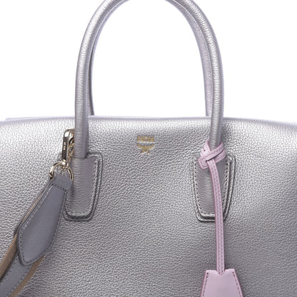 MCM Metallic Grained Calfskin Medium Milla Tote Spike Silver 6 of 8