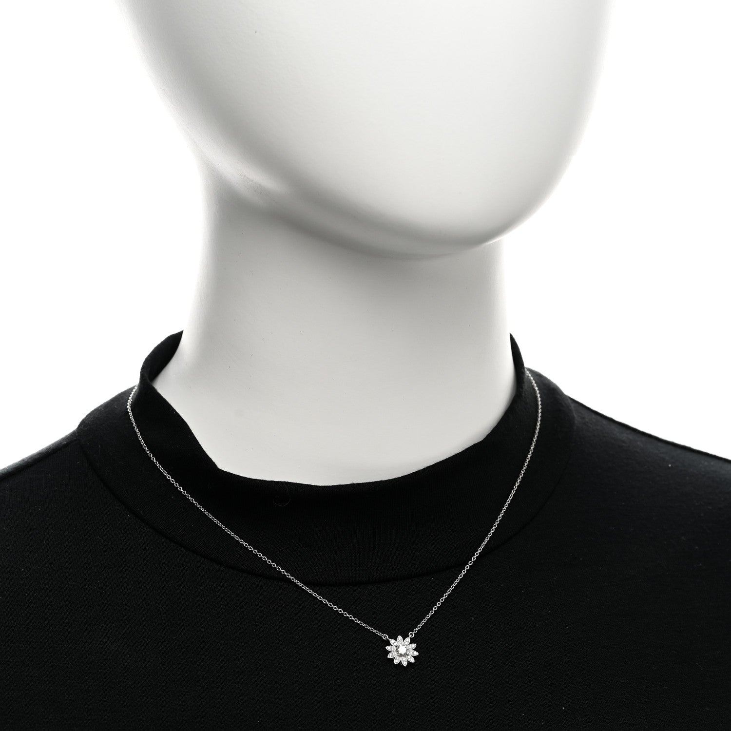 Tiffany Platinum Diamond Small Sunflower Pendant Necklace 2 of 5