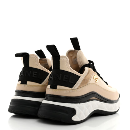 Chanel Velvet Calfskin Mixed Fibers CC Sneakers 37 Ivory Black 4 of 8