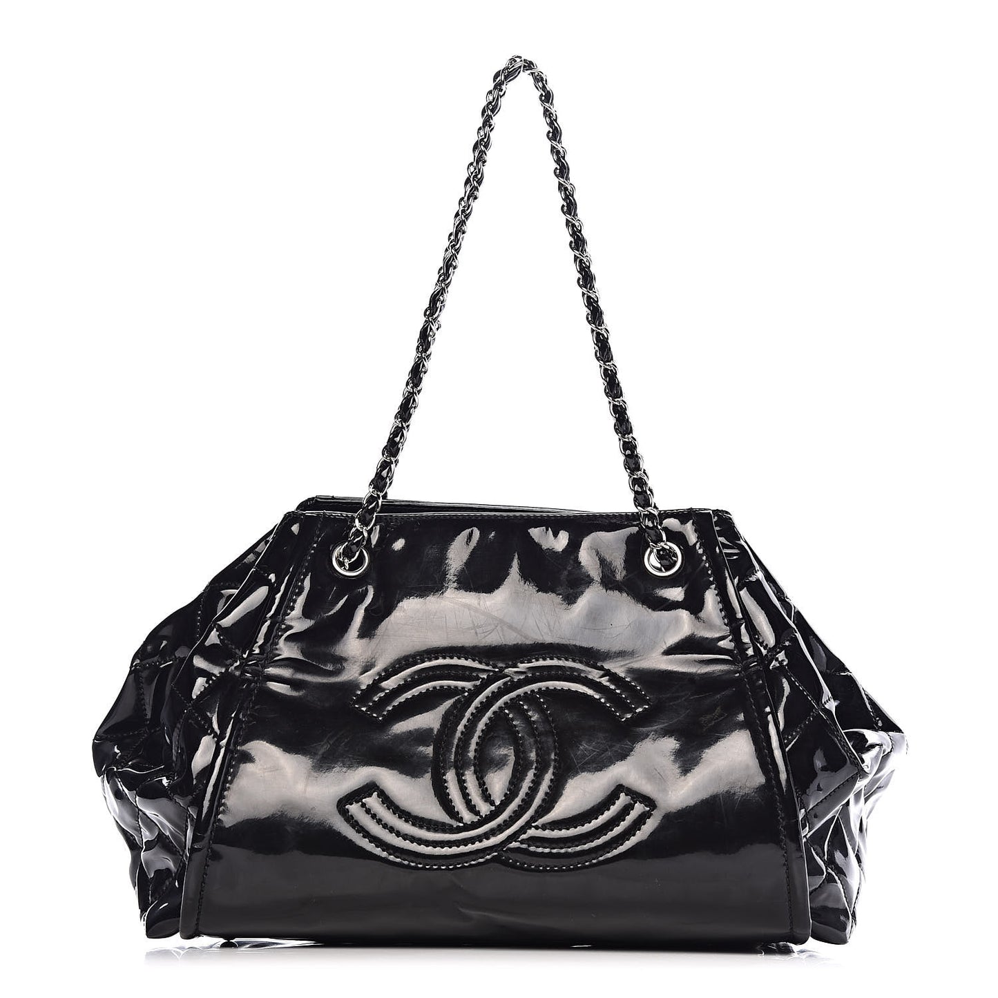 Vinyl Lipstick Ligne Accordion Tote Black